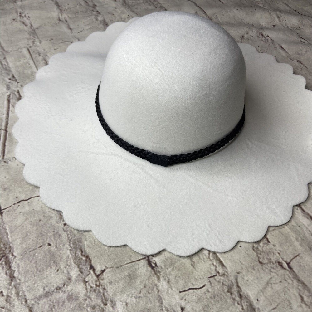 BP Nordstrom Scallop Wide Brim Felt Hat Ivory Off White Boho - Picture 4 of 6